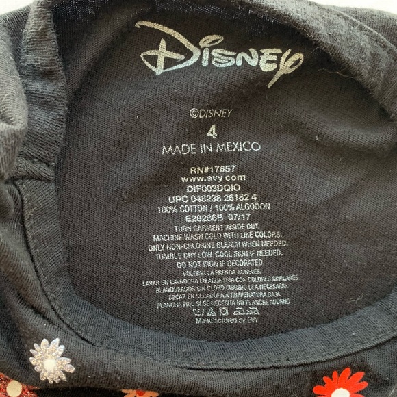 Black short sleeve Minnie Mouse T-shirt Girl size 4 100% cotton Disney brand - Picture 4 of 5
